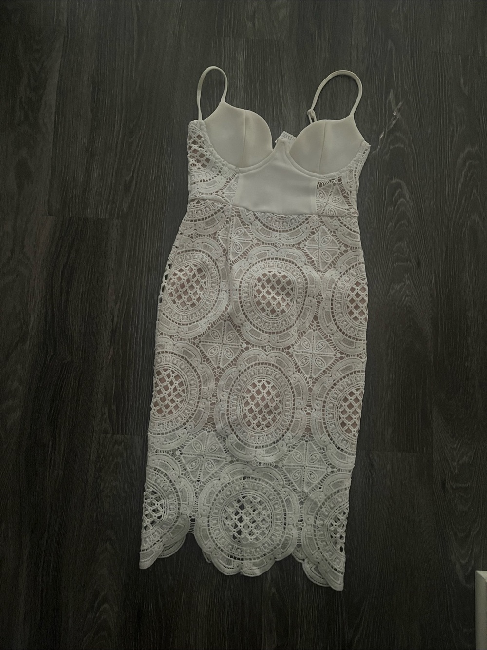 Fashion Nova White Lace Dress with Bustier Detail